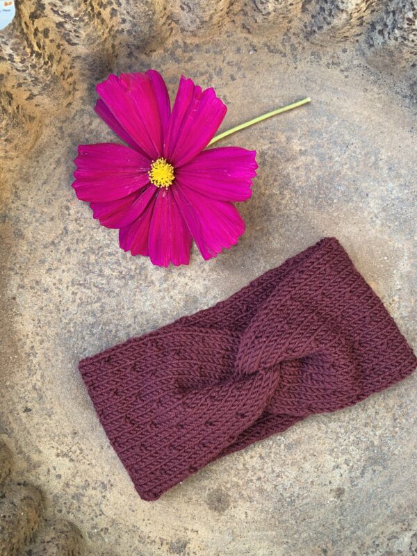 Stirnband mit Twist dunkles bordeaux