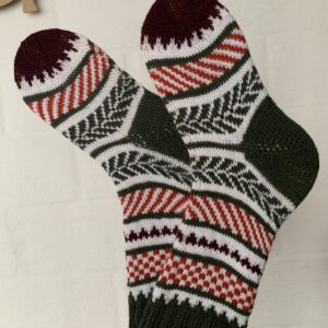Socken weiss-grün-orange-rot