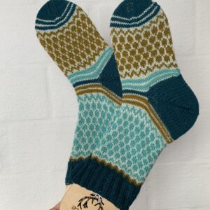Socken senf-petrol-mint