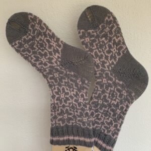 Socken Blumen grau-rosa