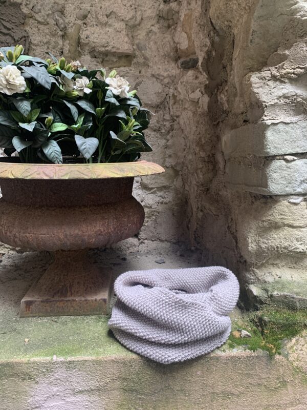 Gestrickter Loop Merino beige meliert