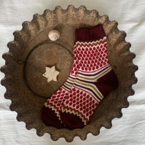 Socken rot-weiss-bordeaux-orange