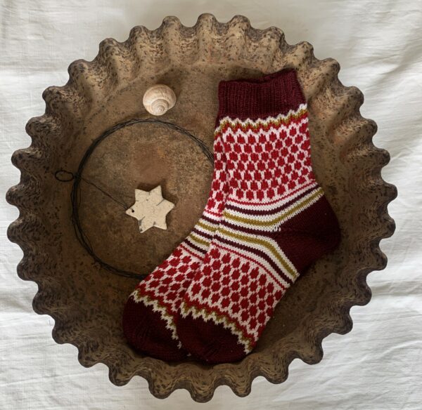 Socken rot-weiss-bordeaux-orange