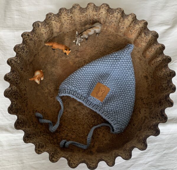 Zwergenmütze hellblau mit Label