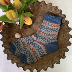 Socken blau-grau-orange